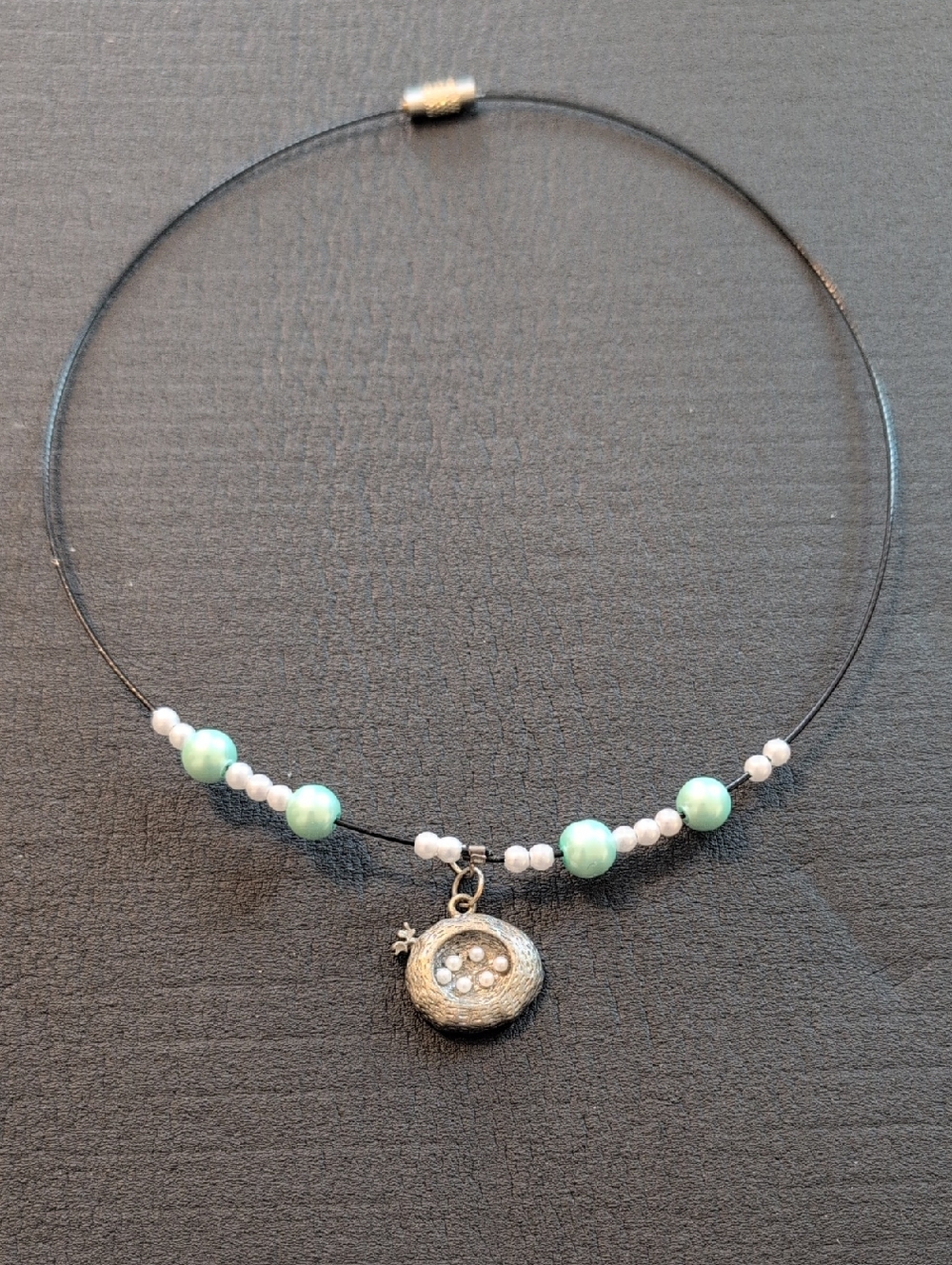 Delicate Mint Pearl Pendant Choker Necklace